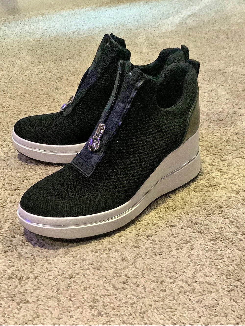MICHAEL Kors Georgie Stretch Knit and Leather Trainer Georgie Trainer Black &